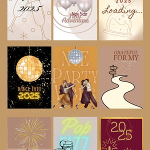 New Year’s Eve Celebration Bundle | NYE Printable Art Set of 9 | 2025 New Year Decor | Holiday Wall Art |New Year Digital Prints|Party Decor