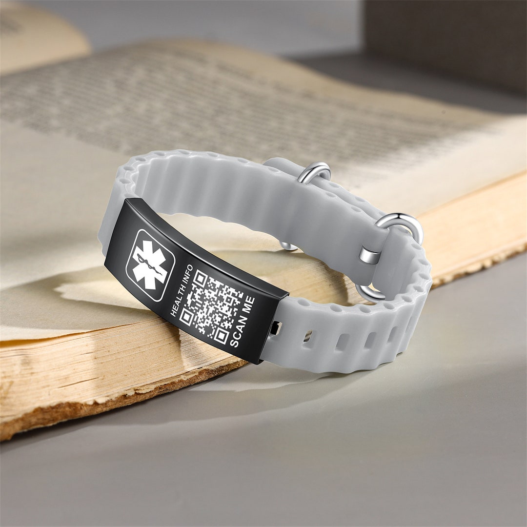 Custom QR Code Medical Alert Bracelet Emergency Silicone Etsy UK