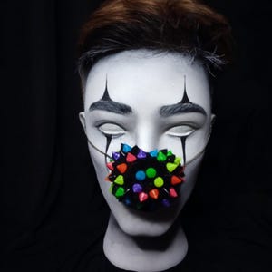 Rainbow And Black Spiked Clown Nose