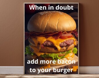 Cheeseburger Print Burger 3D American Food Kitchen Art Print Fastfood Modern Minimalist Wall Decor Bar Art Home Decor Gift Instant Download