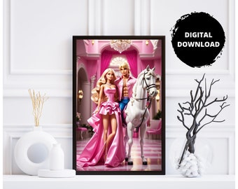 Barbie Wall Art Barbie Horse Digital Print Barbie Poster Barbie and Ken Ken Abs, Printable Barbie Poster Pink Decor Art Print Digital Print