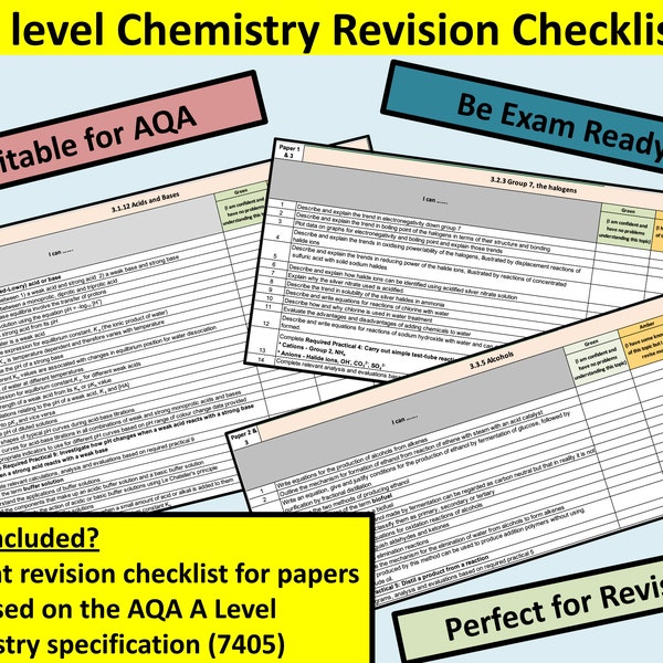 AQA A Level Chemistry Specification Checklist