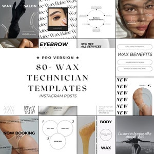 80 PRO Wax Templates Instagram Posts | Waxing Social Media Templates | Body Waxer Templates | Hair Removal Social Media | Wax Branding Kit