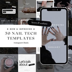 50 Luxury Nail Artist Templates | Nail Tech Instagram Templates | Nail Instagram Reels | Nail Social Media | Gel Nails Manicurist Reels