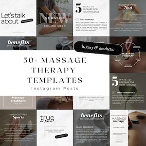 50+ Massage Therapy Instagram Templates | Massage Therapist Post Templates | Massage Therapy Social Media | Massage Spa Instagram Template