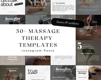 50+ Luxury Massage Therapy Instagram Templates | Massage Therapist Posts | Massage Spa Social Media Marketing