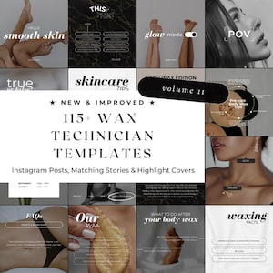 115+ Waxing Instagram Templates | Hair Removal Posts | Waxing Social Media | Waxer Flyer | Esthetician Templates | Waxing Branding Kit
