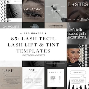 85+ PRO Lash Tech Instagram Post Templates | Lash Extension Lash Artist Lash Stylist Posts | Lash Lift Lash Tint Posts | Lash Social Media