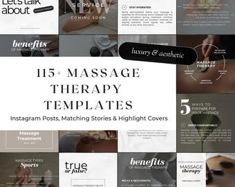 115+ Luxury Massage Therapy Instagram Templates | Massage Therapist Posts and Stories | Massage Spa Social Media Marketing