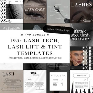 195+ PRO Lash Tech Instagram Post Templates | Lash Extension Lash Artist Lash Stylist Posts | Lash Lift Lash Tint Posts | Lash Social Media
