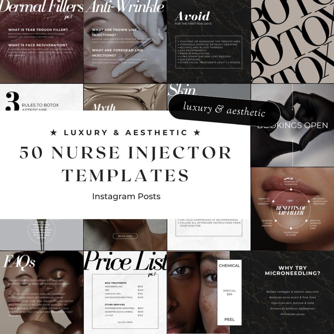 50 Luxury Nurse Injector Instagram Templates | Botox and Lip Filler ...
