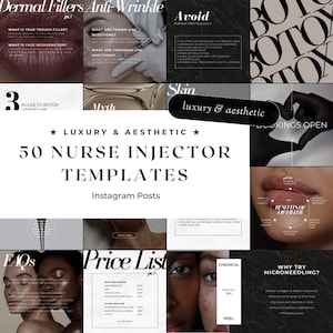 50 Luxury Nurse Injector Instagram Templates | Botox and Lip Filler Posts | Aesthetic Nurse | Medspa | Social Media Templates