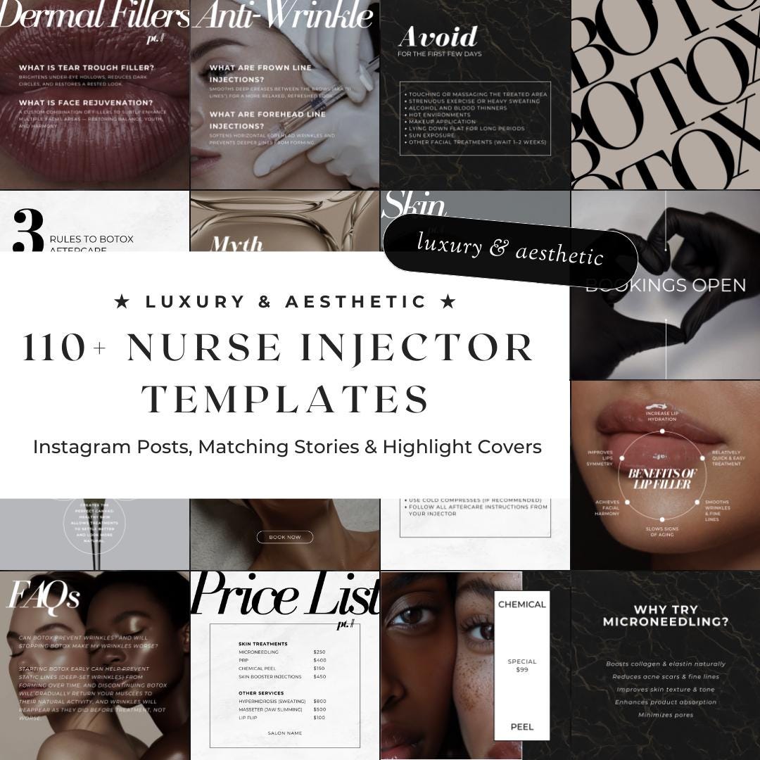 110+ Luxury Nurse Injector Instagram Templates | Botox and Lip Filler ...