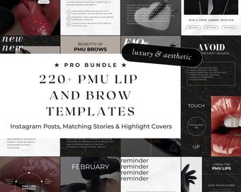 220 + Luxury PMU Lip and Brow Templates | Lip Blush | Lip Tattoo | Microblading | Ombre Brows | Permanent Makeup Posts | PMU Artist Posts