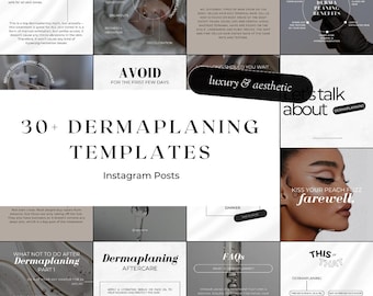 Más de 30 plantillas de Dermaplaning para Instagram / Plantillas faciales / Plantillas para esteticistas / Publicaciones de dermatólogos / Publicaciones de plantillas para el cuidado de la piel en las redes sociales