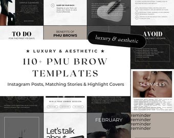 110+ Luxury PMU Brow Instagram Templates | Microblading Brows | Ombre Brows | PMU Brow Artist Posts | Permanent Makeup | Instagram Posts
