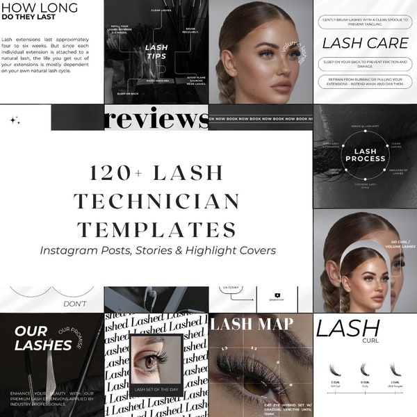 120+ Lash Tech Instagram Templates | Lash Posts | Lash Extension Post | Lash Stylist Lash Artist Post Template | Lash Social Media Marketing