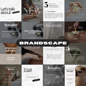 May include: A collage of images promoting massage therapy services. The images feature text about the benefits of massage, different types of massage, and tips for preparing for a massage. The text includes phrases like "Let's talk about massage therapy", "Benefits of massage therapy", "Massage types", "Ways to prepare for your massage", and "Massage treatment".
