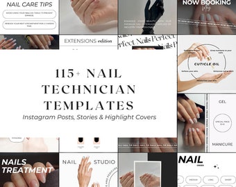 115+ Nail Tech Templates | Nail Artist Posts & Stories | Nail Technician Instagram Template | Gel Nail Manicurist Posts | Nail Branding Kit