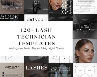 120+ Luxury Lash Tech Instagram Templates | Lash Extension Posts and Stories | Lash Stylist Lash Artist Posts | Lash Social Media Marketing
