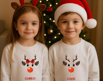 Personalisiertes Reh Kleinkind Sweatshirt, Benutzerdefinierte Name Kinder T-Shirt, Benutzerdefinierte Weihnachten Shirt, Weihnachts-Shirt, Kleinkind-Shirt, Weihnachtsgeschenk