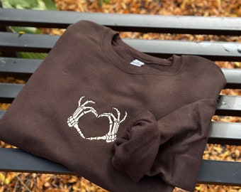 Halloween Sweatshirt bestickt, Crewneck, Geschenk, gruselig, lustig, Skelett, Gespenst, Pullover, Kürbis, Herbst Festival, Herbst, Kostüm