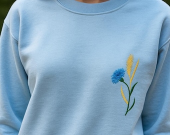 Gesticktes Sweatshirt,Ukraine Sweatshirt,Pullover,Crewneck,gestickter Dreizack,Ukrainer Shop,gesticktes Symbol,Ukrainisches Symbol, Dreizack