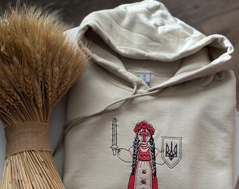 Embroidered ukrainian hoodie motanka kyiv patriotic ukrainian gifts flags national emblem custom coat of arms unisex support ukraine