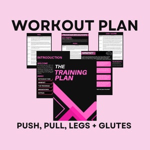 Women&#39;s Workout Plan PDF, Push Pull Legs Glutes Workout Plan, Glute Workout, Glute Workout Plan PDF, Women&#39;s Training Plan, Women&#39;s Fitness