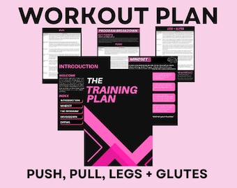 Dames trainingsplan PDF, Push Pull benen bilspieren trainingsplan, glute training, glute trainingsplan PDF, trainingsplan voor dames, fitness voor dames