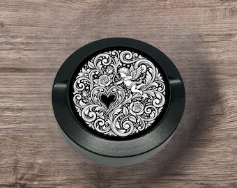 Lata de metal grabada con forma de corazón para nicotina, lata de nicotina personalizada, contenedor de snus, lata de snus, lata de metal para mojar