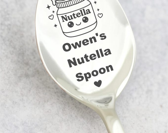 Personalized Nutella Spoon, Engraved Stainless Steel Nut Butter Gift