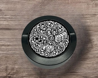 Lata de metal con grabado personalizado Scroll High Rollers para nicotina, lata de nicotina personalizada, contenedor de snus, lata de snus, lata de metal para inmersión