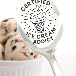 Einzigartiger Eislöffel mit Namen graviert Geschenk - Individueller Löffel für Eiscreme-Liebhaber - Geschenk für Freund - Eislöffel für Papa Zertifiziert