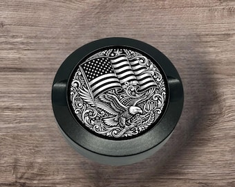 Lata de metal personalizada con águila americana y bandera grabada para nicotina, lata de nicotina personalizada, contenedor de snus, lata de snus, lata de metal para inmersión