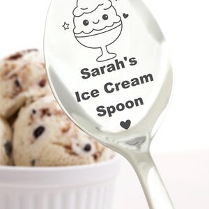 Unique Ice Cream Spoon with Name engraved gift - Customized spoon for Ice Cream Lover - Gift for Friend - Ice Cream Spoon for Mom Custom