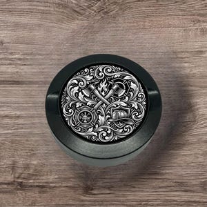 Lata de metal con grabado personalizado de bombero Scroll para nicotina, lata de nicotina personalizada, contenedor de snus, lata de snus, lata de metal para inmersión