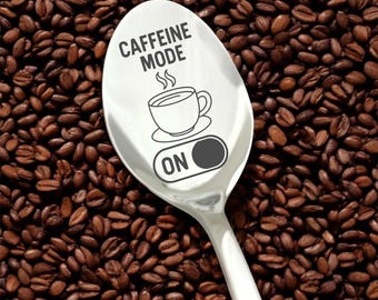 Cucchiaino da caffè inciso, modalità caffeina, regalo personalizzato in acciaio inossidabile