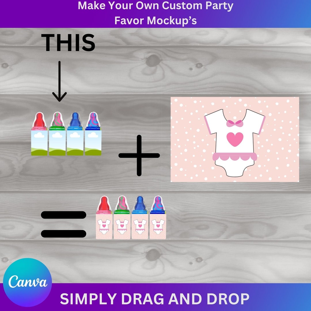 Party Favor Mockup Candy Bottle Top Canva Editable Drag and Drop, Canva