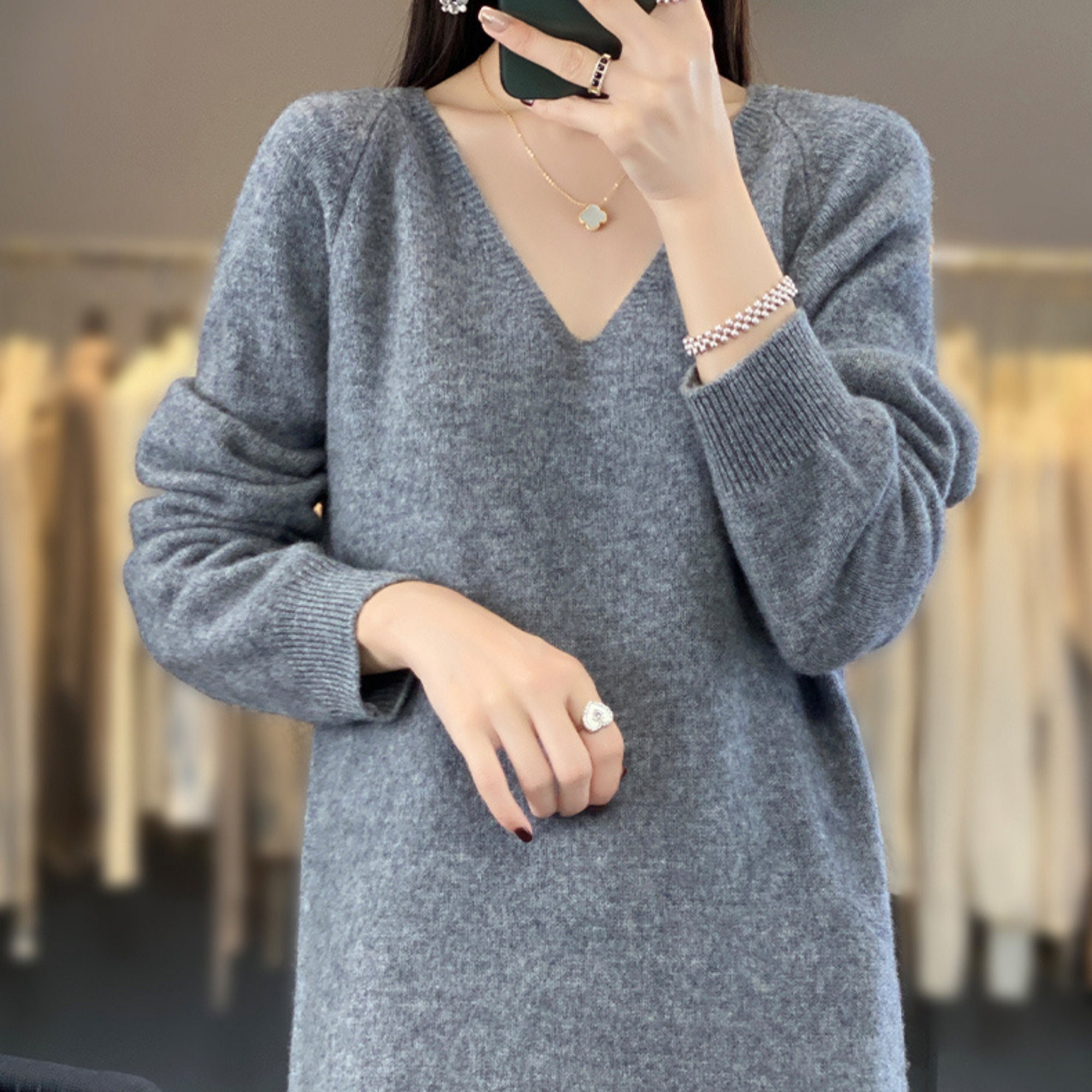 Retro Loose High Neck Warm Women'S Knitted Dress main image 1