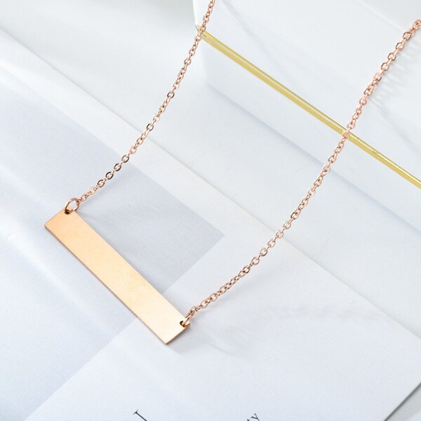 Rose Gold Horizontal Bar Necklace