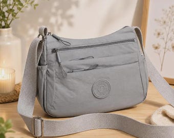 Black Crossbody Bag, Nylon Shoulder Purse, Lightweight Travel Bag, Multi Pocket Everyday Handbag