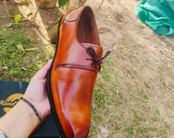 Mens Brown Wholecut Oxford Shoes Handmade Leather Wedding Formal Dress Footwear Luxury