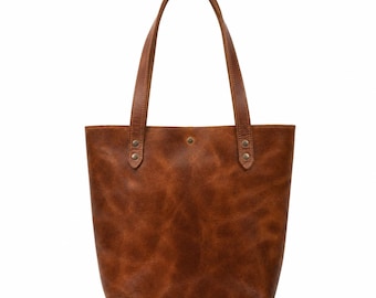 Leather Tote Bag for Women, Handmade Genuine Leather Purse, Brown Shoulder Bag, Everyday Tote, Work Office Bag, Gift for Her