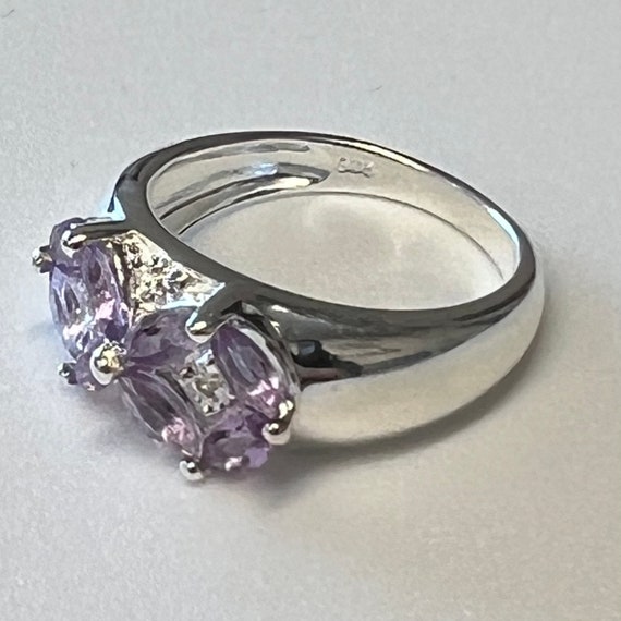 Vintage Women's Amethyst Silver Gemstone Ring Siz… - image 5