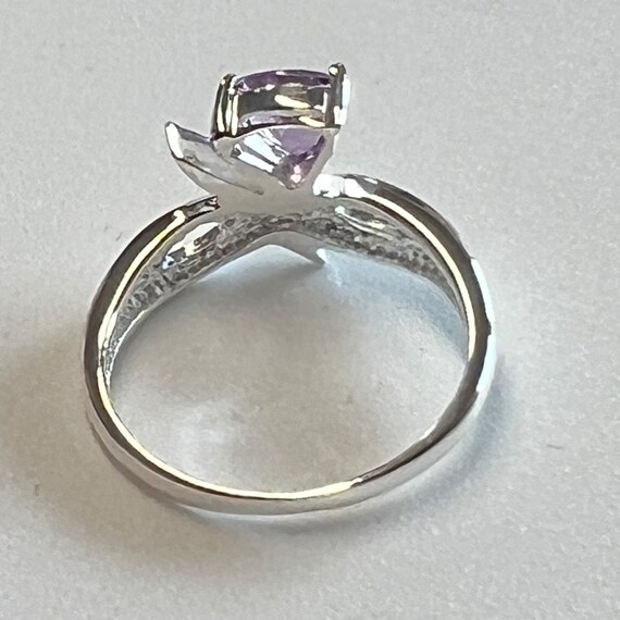 Vintage Women's Amethyst Silver Gemstone Ring Siz… - image 6