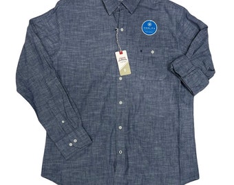 Mens Denim Shirt Long Sleeve Shirt Full Button Up Button Sleeves In Relaxed Fit Classic Style