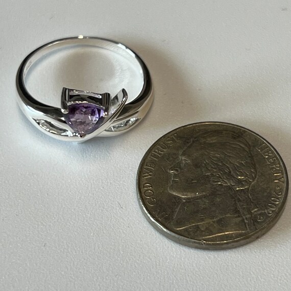 Vintage Women's Amethyst Silver Gemstone Ring Siz… - image 5