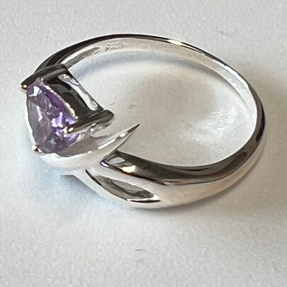 Vintage Women's Amethyst Silver Gemstone Ring Siz… - image 4
