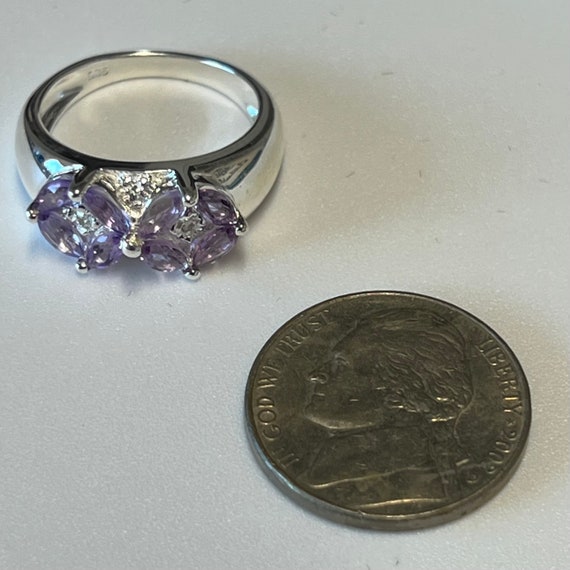 Vintage Women's Amethyst Silver Gemstone Ring Siz… - image 6